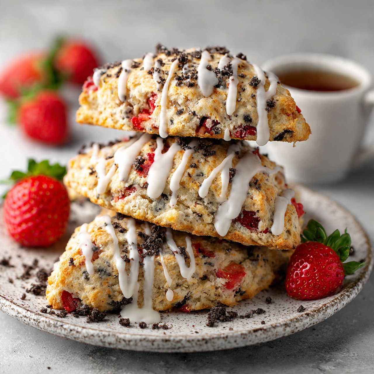 Strawberry Cookies and Cream Scones: Soft, Sweet & Creamy Treat